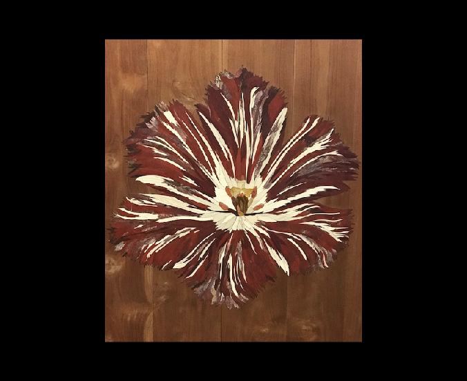 Red Jasper Inlay On Teak Wood Red Jasper Inlay On Teak Wood